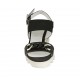 Sandalo da donna con elastico e catena in pelle nera zeppa 5 - Misure disponibili: 32, 34, 42, 44, 45