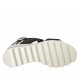 Sandalia para mujer con elastico y cadena en piel negra cuña 5 - Tallas disponibles:  32, 34, 42, 44, 45