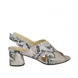 Sandalo da donna in pelle stampata multicolore tacco 5 - Misure disponibili: 33, 43, 44, 45