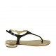 Sandalo infradito da donna con strass in camoscio nero tacco 1 - Misure disponibili: 33, 34, 42, 43, 44, 45