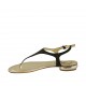 Sandalo infradito da donna con strass in camoscio nero tacco 1 - Misure disponibili: 33, 34, 42, 43, 44, 45