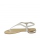 Woman's thong sandal with rhinestones in white suede heel 1 - Available sizes:  34, 42, 43, 44, 45