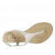 Woman's thong sandal with rhinestones in white suede heel 1 - Available sizes:  34, 42, 43, 44, 45