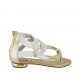 Scarpa aperta a infradito da donna con cerniera in pelle bianca, platino e stampata platino tacco 1 - Misure disponibili: 33, 34, 42, 43, 44, 45