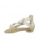Scarpa aperta a infradito da donna con cerniera in pelle bianca, platino e stampata platino tacco 1 - Misure disponibili: 33, 34, 42, 43, 44, 45