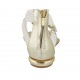 Chaussure ouverte entredoigt pour femmes avec fermeture éclair en cuir blanc, platine et imprimé platine talon 1 - Pointures disponibles:  33, 42, 43