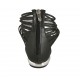 Zapato abierto para mujer en piel negra y laminada plateada con cremallera tacon 1 - Tallas disponibles:  33, 34, 43, 44