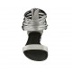 Scarpa aperta con cerniera da donna in pelle nera e laminata argento tacco 1 - Misure disponibili: 33, 34, 43, 44