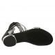 Zapato abierto para mujer en piel negra y laminada plateada con cremallera tacon 1 - Tallas disponibles:  33, 34, 43, 44