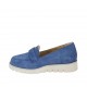 Mocassin pour femmes avec accessoire et semelle amovible en daim bleu clair talon compensé 3 - Pointures disponibles:  33, 34, 42, 43, 44, 45