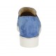 Woman's mocassin with accessory and removable insole in light blue suede wedge heel 3 - Available sizes:  33, 34, 42, 43, 44, 45