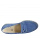 Mocasín para mujer con accesorio y plantilla extraible en gamuza azul claro cuña 3 - Tallas disponibles:  33, 34, 42, 43, 44, 45