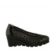 Woman's pump in black transparent fabric and patent leather with removable insole wedge heel 5 - Available sizes:  34, 43, 44