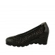 Woman's pump in black transparent fabric and patent leather with removable insole wedge heel 5 - Available sizes:  34, 43, 44