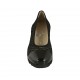 Woman's pump in black transparent fabric and patent leather with removable insole wedge heel 5 - Available sizes:  34, 43, 44