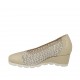 Escarpin pour femmes en tissu transparent et cuir verni beige avec semelle amovible talon compensé 5 - Pointures disponibles:  34, 42, 43, 44, 45