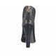 Woman's open toe highfronted shoe with platform and zipper in black leather and pierced leather heel 11 - Available sizes:  34, 42