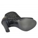 Zapato abierto en punta para mujer con plataforma y cremallera en piel y piel perforada negra tacon 11 - Tallas disponibles:  34, 42
