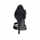 Zapato abierto para mujer con accesorio en gamuza negra y piel platino tacon 11 - Tallas disponibles:  32, 33, 34, 42, 44, 45, 46