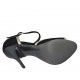 Zapato abierto para mujer con accesorio en gamuza negra y piel platino tacon 11 - Tallas disponibles:  32, 33, 34, 42, 44, 45, 46