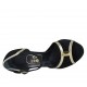 Zapato abierto para mujer con accesorio en gamuza negra y piel platino tacon 11 - Tallas disponibles:  32, 33, 34, 42, 44, 45, 46