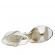 Zapato abierto para mujer con cinturon y accesorio en piel blanca y piel laminada platino tacon 11 - Tallas disponibles:  33, 34, 45, 46, 47