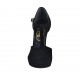 ?Zapato abierto para mujer con cinturon salomé y plataforma en gamuza negra tacon 11 - Tallas disponibles:  33, 34, 42, 43, 44, 45, 46