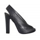 Sandalo da donna con plateau in pelle forata nera tacco 11 - Misure disponibili: 32, 33, 34, 42, 44