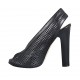 Sandalo da donna con plateau in pelle forata nera tacco 11 - Misure disponibili: 32, 33, 34, 42, 44