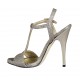 Sandalo con cinturino da donna con plateau in tessuto glitterato platino tacco 11 - Misure disponibili: 32, 33, 34, 42, 43, 44, 45, 46, 47