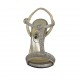 Sandalo con cinturino da donna con plateau in tessuto glitterato platino tacco 11 - Misure disponibili: 33, 43, 45, 46