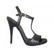 Sandalo da donna con cinturino e plateau in pelle nera tacco 11 - Misure disponibili: 32, 33, 34, 42, 44, 45, 46, 47