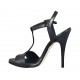 Sandalo da donna con cinturino e plateau in pelle nera tacco 11 - Misure disponibili: 32, 33, 34, 42, 44, 45, 46, 47