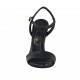 Sandalo da donna con cinturino e plateau in pelle nera tacco 11 - Misure disponibili: 32, 33, 34, 42, 44, 45, 46, 47