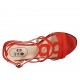 Sandalia para mujer en gamuza roja con cinturon tacon 4 - Tallas disponibles:  33, 42, 43, 44, 45, 46