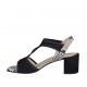 Sandalo da donna con elastico in camoscio nero e pelle stampata tacco 6 - Misure disponibili: 32, 33, 34, 43, 44, 45, 46