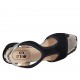 Sandalo da donna con elastico in camoscio nero e pelle stampata tacco 6 - Misure disponibili: 32, 33, 34, 43, 44, 45, 46