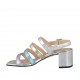 Sandale pour femmes en cuir lamé argent, platine, bleu clair et rose talon 6 - Pointures disponibles:  32, 34, 42, 44, 45, 46
