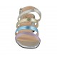 Sandalo da donna in pelle laminata argento, platino, azzurro e rosa tacco 6 - Misure disponibili: 32, 33, 34, 42, 43, 44, 45, 46