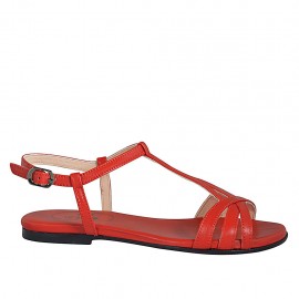 Sandalia para mujer en piel roja tacon 1 - Tallas disponibles:  34, 42, 43, 44
