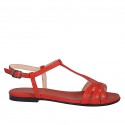 Sandalo da donna in pelle rossa tacco 1