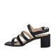 Sandale pour femmes en cuir, cuir imprimé, cuir verni et daim noir talon 6 - Pointures disponibles:  34, 42, 43, 44, 45, 46