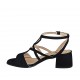 Sandalo da donna in camoscio nero con cinturino alla caviglia tacco 4 - Misure disponibili: 32, 33, 34, 42, 43, 44, 45, 46