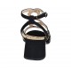 Sandalia para mujer en gamuza negra con correa al tobillo tacon 4 - Tallas disponibles:  42, 43, 46