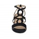 Sandalia para mujer en gamuza negra con correa al tobillo tacon 4 - Tallas disponibles:  42, 43, 46