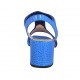 ?Woman's sandal with elastic band in cornflower blue suede and printed leather heel 7 - Available sizes:  42, 43, 44, 45, 46