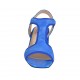 ?Woman's sandal with elastic band in cornflower blue suede and printed leather heel 7 - Available sizes:  42, 43, 44, 45, 46