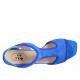 ?Woman's sandal with elastic band in cornflower blue suede and printed leather heel 7 - Available sizes:  42, 43, 44, 45, 46