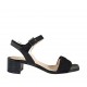 Sandalo da donna con cinturino in camoscio e pelle stampata nera tacco 4 - Misure disponibili: 32, 33, 34, 43, 44, 45, 46
