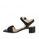 Sandalo da donna con cinturino in camoscio e pelle stampata nera tacco 4 - Misure disponibili: 32, 33, 34, 43, 44, 45, 46